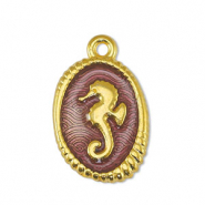 Breloques en métal DQ hippocampe Transparent Violet-Doré (sans nickel)
