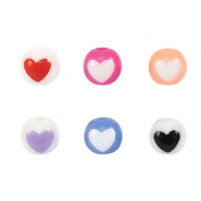 Perles acryliques ronde cœur Multicolore