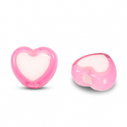 Perles acryliques cœur Rose-blanc