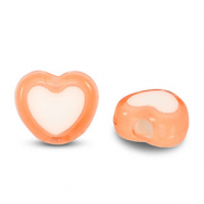 Perles acryliques cœur Orange-blanc
