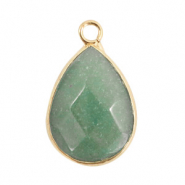Pierres naturelles pendentifs goutte Vert clair-doré