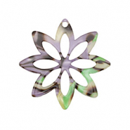 Pendentifs en résine fleur Violet-vert multicolore