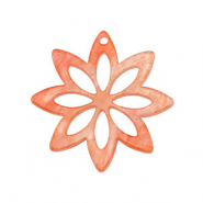 Pendentifs en résine fleur Rouge corail
