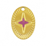 Breloques en acier Inox ovale étoile Doré-violet