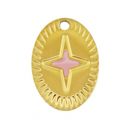 Breloques en acier Inox ovale étoile Doré-rose