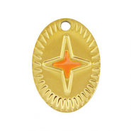 Breloques en acier Inox ovale étoile Doré-orange