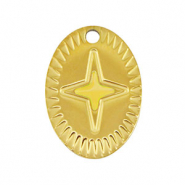 Breloques en acier Inox ovale étoile Doré-jaune