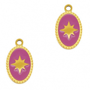 Breloques en acier Inox ovale soleil Doré-violet