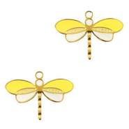 Breloques en acier Inox libellule Doré-jaune
