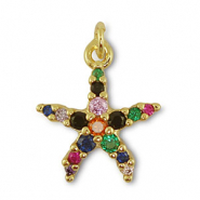 Métal TQ laiton breloques étoile de mer Doré-multicolore
