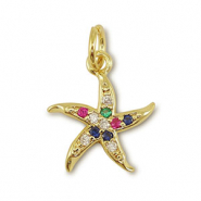 Métal TQ laiton breloques étoile de mer Doré-multicolore