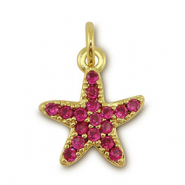 Métal TQ laiton breloques étoile de mer Doré-magenta