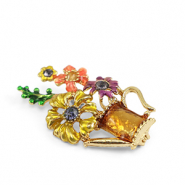 Broches arrosoir avec fleurs Multicolore-doré