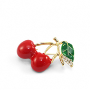 Broches cerises Rouge-vert-doré