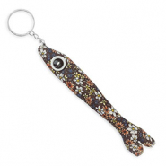 Porte-clés poisson 17.5cm Marron foncé-blanc-bleu-orange-jaune