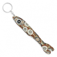 Porte-clés poisson 17.5cm Marron-blanc cassé-noir-vert
