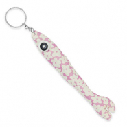 Porte-clés poisson 17.5cm Blanc cassé-lilas