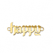 Breloques en acier Inox connecteur ''happy'' Doré