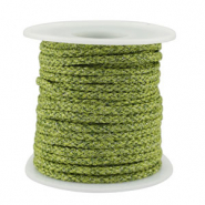 Cordon tressé tendance 3.5mm Vert-argenté