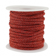 Cordon tressé tendance 3.5mm Rouge-argenté