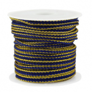 Cordon tressé tendance 2.3mm Bleu foncé-doré