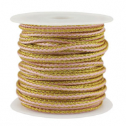 Cordon tressé tendance 2.3mm Rose clair-doré