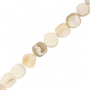 Perles coquillage carr&eacute; Blanc-sable marron