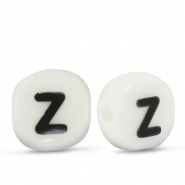 Perles lettres en céramique Z Blanc-noir