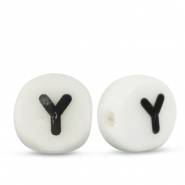 Perles lettres en céramique Y Blanc-noir