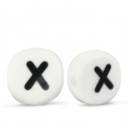 Perles lettres en céramique X Blanc-noir