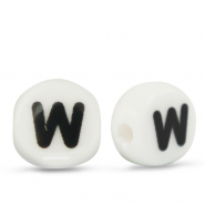 Perles lettres en céramique W Blanc-noir