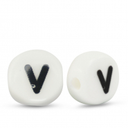 Perles lettres en céramique V Blanc-noir