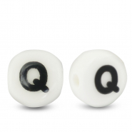 Perles lettres en céramique Q Blanc-noir