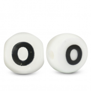 Perles lettres en céramique O Blanc-noir