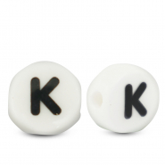 Perles lettres en céramique K Blanc-noir