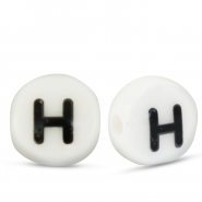 Perles lettres en céramique H Blanc-noir