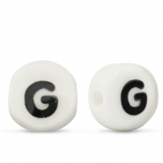 Perles lettres en céramique G Blanc-noir