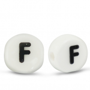 Perles lettres en céramique F Blanc-noir
