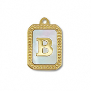 Breloque en acier Inox coquille lettre B Doré-blanc (couleur naturelle)