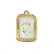 Breloque en acier Inox coquille lettre C Doré-blanc (couleur naturelle)