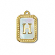 Breloque en acier Inox coquille lettre H Doré-blanc (couleur naturelle)