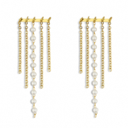 Boucles d'oreilles / puces en acier Inox avec imitations perles Doré