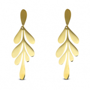 Boucles d'oreilles / puces en acier Inox feuille Doré