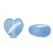 Perles en verre Oeil de chat coeur Bleu