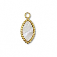 Breloque en acier Inox coquille ovale Doré-blanc (couleur naturelle)