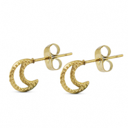 Boucles d'oreilles / puces d&rsquo;oreilles en acier Inox lune Dor&eacute;