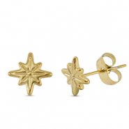 Boucles d'oreilles / puces d’oreilles en acier Inox étoile Doré