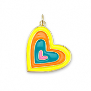 Métal TQ laiton breloques coeur Doré-multicolore néon