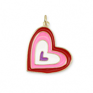 Métal TQ laiton breloques coeur Doré-multicolore