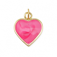 Métal TQ laiton breloques coeur Doré-rose foncé marbré